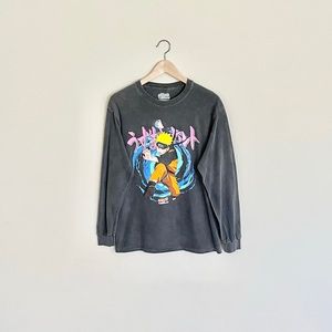 NEW Naruto Shippuden 20th Anniv. Spiral Graphic Gray Long Sleeve T Shirt Adult M